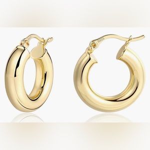 NEW 18k gold-plated mini chunky hoop earrings